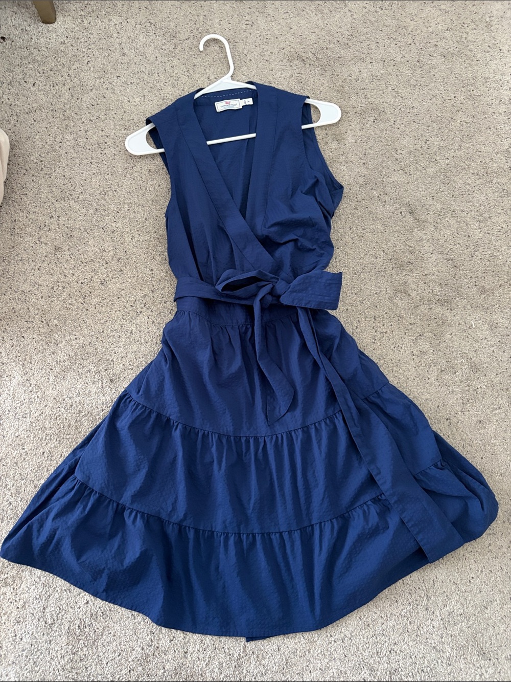 Vineyard Vines Navy Sleeveless Wrap Tiered Midi Dress
